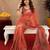rust lilen print work 1 minute ready to wear saree with unstitched blouse piece