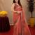 rust lilen print work 1 minute ready to wear saree with unstitched blouse piece