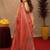 rust lilen print work 1 minute ready to wear saree with unstitched blouse piece
