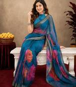 rama lilen print work 1 minute ready to wear saree with unstitched blouse piece