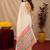 off white lilen print work 1 minute ready to wear saree with unstitched blouse piece