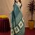 dusty teal lilen print work 1 minute ready to wear saree with unstitched blouse piece