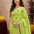 parrot lilen print work 1 minute ready to wear saree with unstitched blouse piece