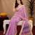 lavender lilen print work 1 minute ready to wear saree with unstitched blouse piece