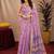 lavender lilen print work 1 minute ready to wear saree with unstitched blouse piece