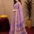 lavender lilen print work 1 minute ready to wear saree with unstitched blouse piece