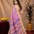 lavender lilen print work 1 minute ready to wear saree with unstitched blouse piece