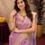 lavender lilen print work 1 minute ready to wear saree with unstitched blouse piece