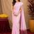 baby pink lilen print work 1 minute ready to wear saree with unstitched blouse piece