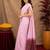 baby pink lilen print work 1 minute ready to wear saree with unstitched blouse piece