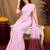 baby pink lilen print work 1 minute ready to wear saree with unstitched blouse piece