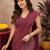 Wine lilen print work 1 minute ready to wear saree with unstitched blouse piece