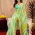 lemon lilen print work 1 minute ready to wear saree with unstitched blouse piece
