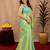 lemon lilen print work 1 minute ready to wear saree with unstitched blouse piece