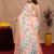 white lilen print work 1 minute ready to wear saree with unstitched blouse piece