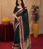 black lilen print work 1 minute ready to wear saree with unstitched blouse piece