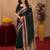 black lilen print work 1 minute ready to wear saree with unstitched blouse piece