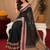 black lilen print work 1 minute ready to wear saree with unstitched blouse piece
