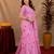 baby pink lilen print work 1 minute ready to wear saree with unstitched blouse piece