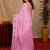 baby pink lilen print work 1 minute ready to wear saree with unstitched blouse piece