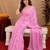 baby pink lilen print work 1 minute ready to wear saree with unstitched blouse piece