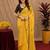 yellow black lilen print work 1 minute ready to wear saree with unstitched blouse piece