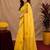 yellow black lilen print work 1 minute ready to wear saree with unstitched blouse piece