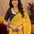 yellow black lilen print work 1 minute ready to wear saree with unstitched blouse piece