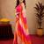 pink orange lilen print work 1 minute ready to wear saree with unstitched blouse piece