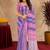 lavender pink lilen print work 1 minute ready to wear saree with unstitched blouse piece