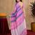 lavender pink lilen print work 1 minute ready to wear saree with unstitched blouse piece