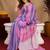 lavender pink lilen print work 1 minute ready to wear saree with unstitched blouse piece