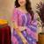 lavender pink lilen print work 1 minute ready to wear saree with unstitched blouse piece
