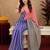 red blue lilen print work 1 minute ready to wear saree with unstitched blouse piece
