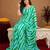 sky green lilen print work 1 minute ready to wear saree with unstitched blouse piece