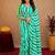 sky green lilen print work 1 minute ready to wear saree with unstitched blouse piece