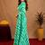 sky green lilen print work 1 minute ready to wear saree with unstitched blouse piece