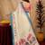 White lilen print work 1 minute ready to wear saree with unstitched blouse piece
