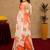 white orange lilen print work 1 minute ready to wear saree with unstitched blouse piece