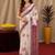 white wine lilen print work 1 minute ready to wear saree with unstitched blouse piece