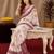 white wine lilen print work 1 minute ready to wear saree with unstitched blouse piece