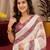white wine lilen print work 1 minute ready to wear saree with unstitched blouse piece