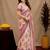 White lilen print work 1 minute ready to wear saree with unstitched blouse piece
