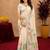 off white lilen print work 1 minute ready to wear saree with unstitched blouse piece