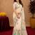 off white lilen print work 1 minute ready to wear saree with unstitched blouse piece
