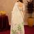 off white lilen print work 1 minute ready to wear saree with unstitched blouse piece