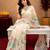 off white lilen print work 1 minute ready to wear saree with unstitched blouse piece