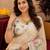 off white lilen print work 1 minute ready to wear saree with unstitched blouse piece