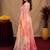 pink lilen print work 1 minute ready to wear saree with unstitched blouse piece