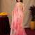 pink lilen print work 1 minute ready to wear saree with unstitched blouse piece